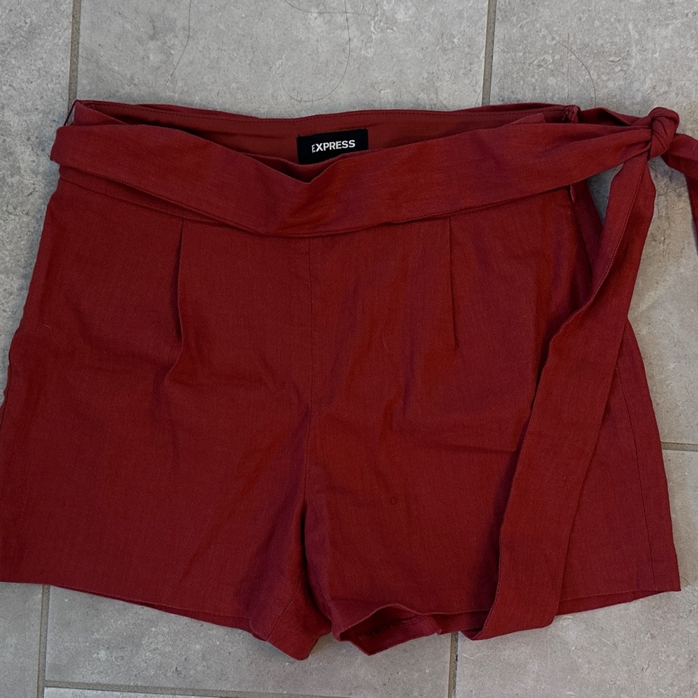Express Women's High Waist Burgundy Shorts Dark Orange Express Size 6